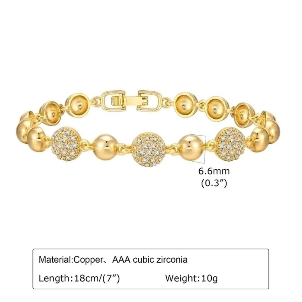 #069 18K Gold Plated Elegant Shiny Inlay Zircon Bracelets